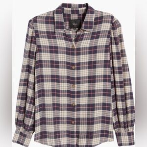 RAILS Willow Ruffle Sleeve Plaid Flannel Button-up Shirt